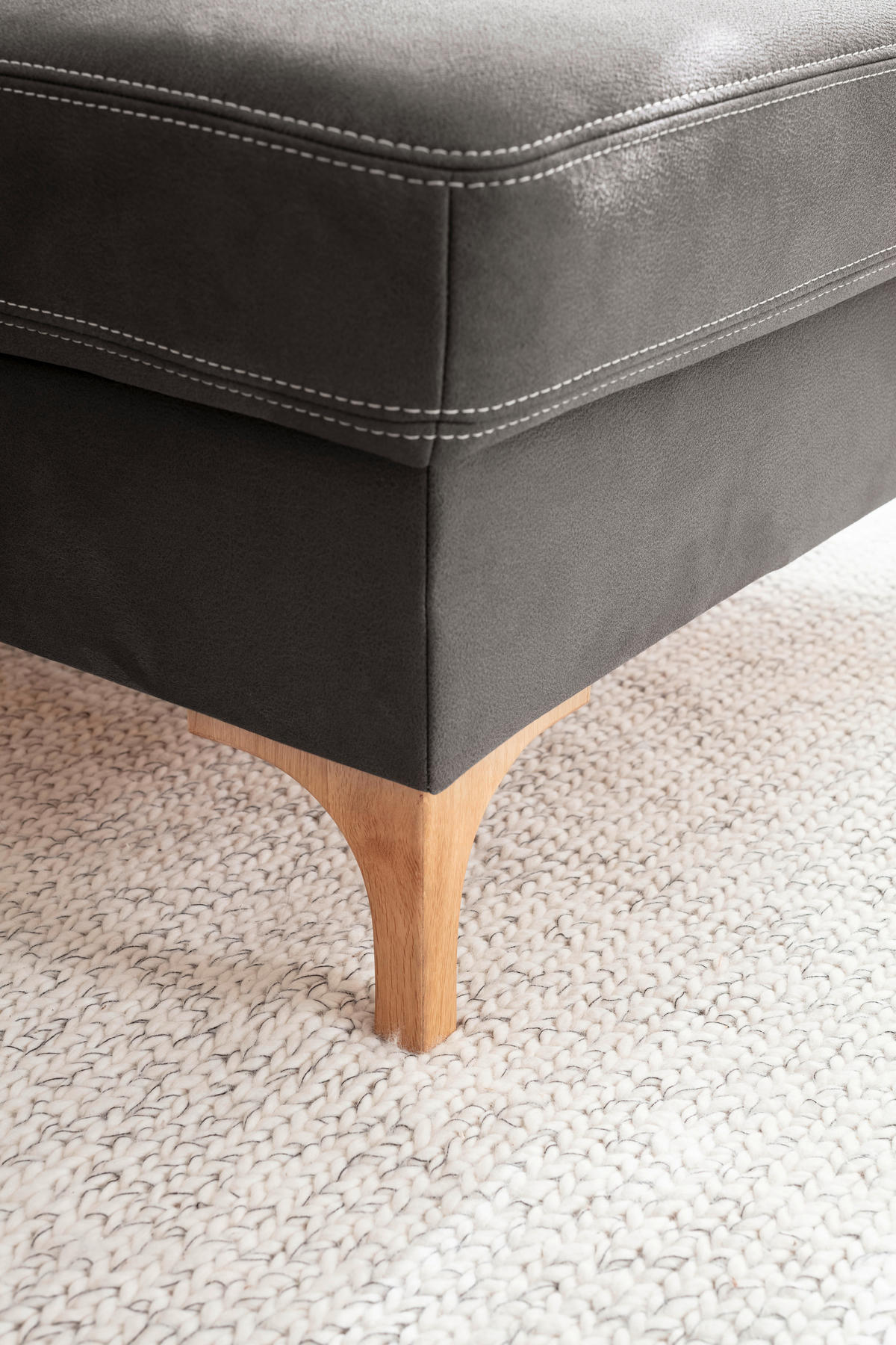 ECKSOFA in Mikrofaser Anthrazit  - Anthrazit/Beige, Design, Holz/Textil (185/276cm) - Pure Home Lifestyle