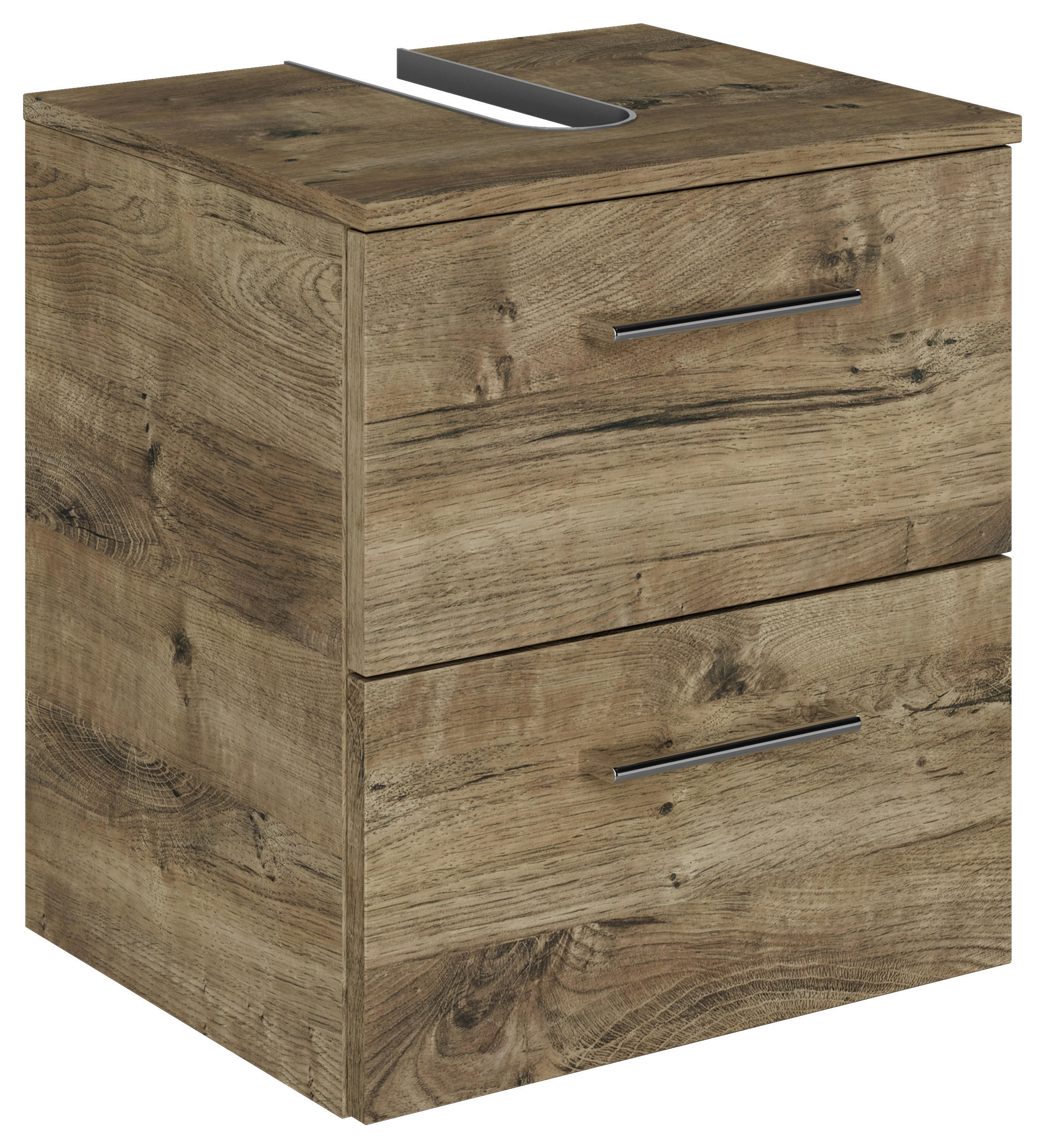 WASCHBECKENUNTERSCHRANK 45/49,8/38,3 cm  - Eiche dunkel/Chromfarben, KONVENTIONELL, Holzwerkstoff/Metall (45/49,8/38,3cm) - Sadena