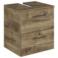WASCHBECKENUNTERSCHRANK 45/49,8/38,3 cm  - Eiche dunkel/Chromfarben, KONVENTIONELL, Holzwerkstoff/Metall (45/49,8/38,3cm) - Sadena