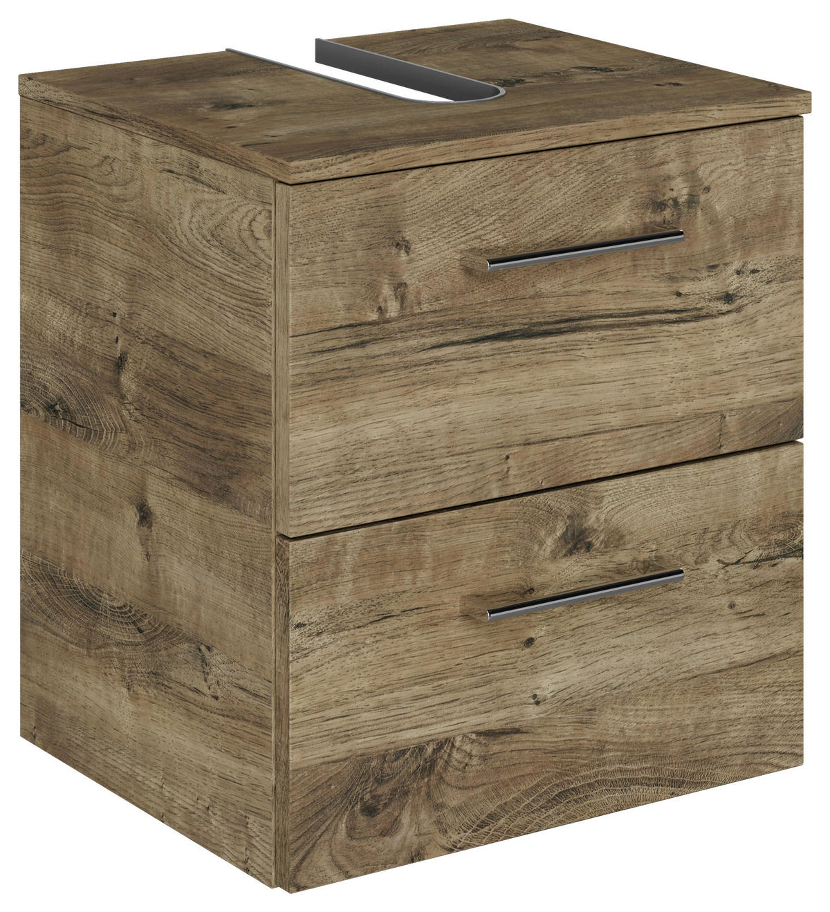 WASCHBECKENUNTERSCHRANK 45/49,8/38,3 cm  - Eiche dunkel/Chromfarben, KONVENTIONELL, Holzwerkstoff/Metall (45/49,8/38,3cm) - Sadena