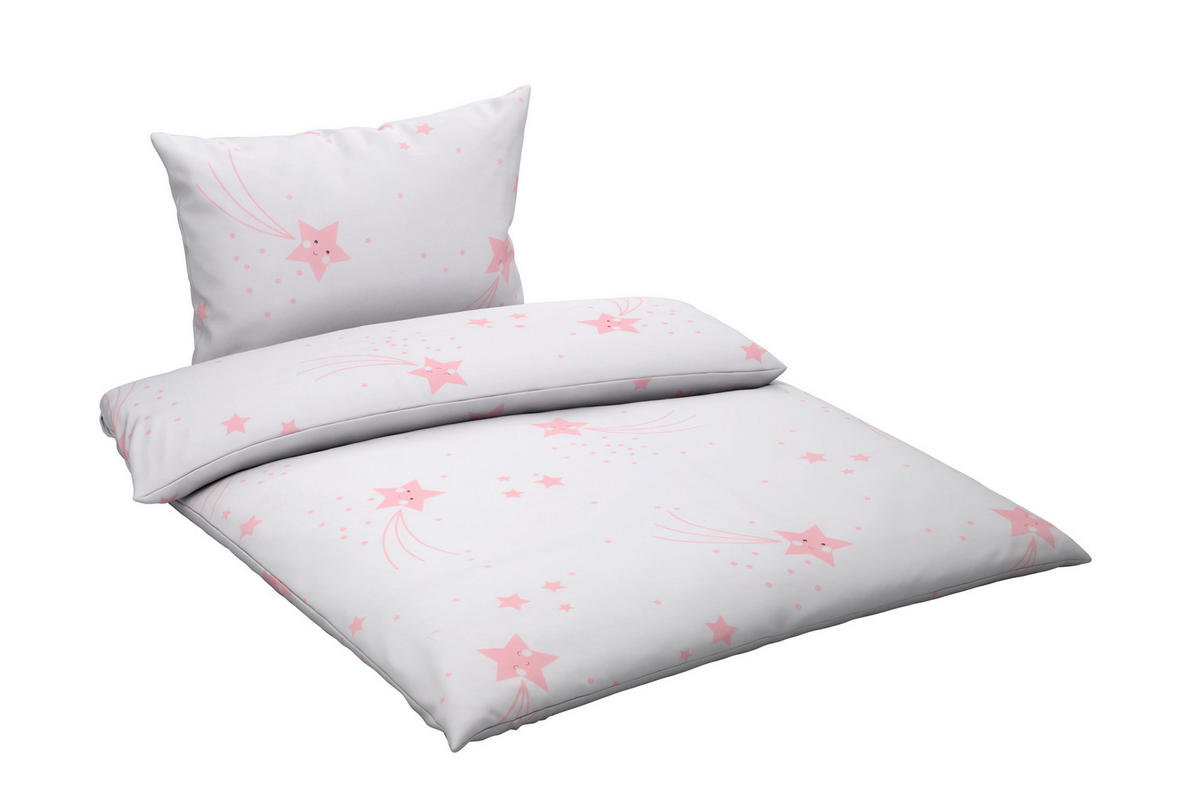 BABYBETTWÄSCHESET 100/135 cm  - Weiss/Rosa, Basics, Textil (100/135cm) - My Baby Lou