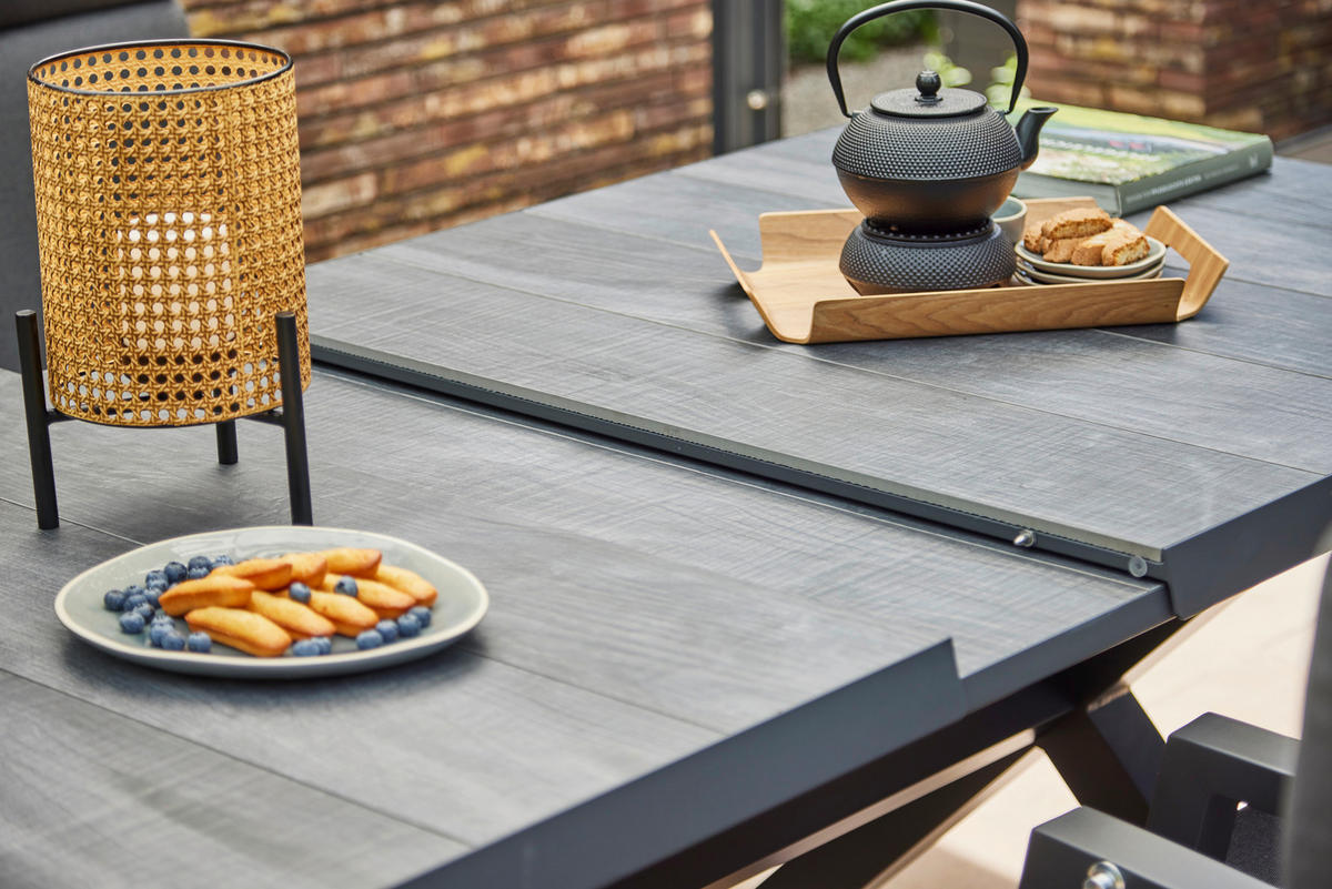 GARTENTISCHGRUPPE Aluminium  - Anthrazit, MODERN, Keramik/Kunststoff (100/88/260cm) - Siena Garden