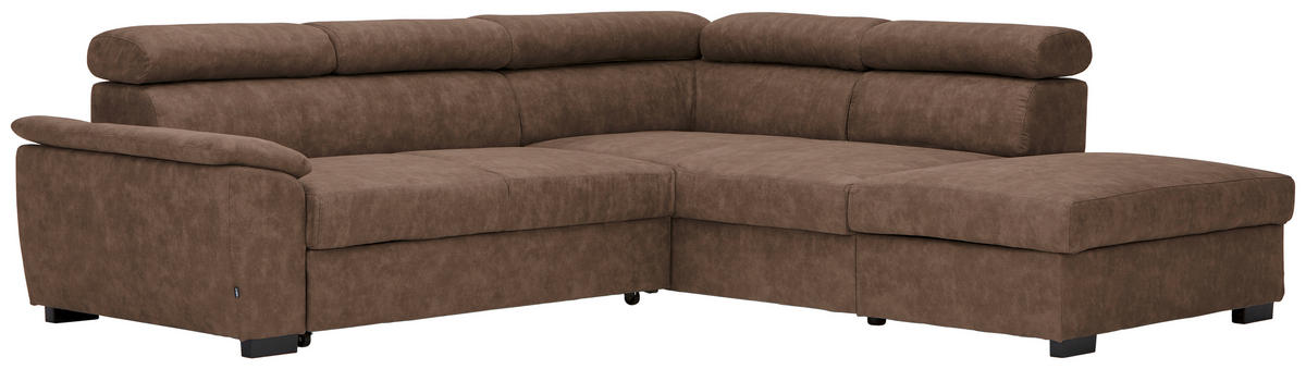 ECKSOFA Braun Lederlook  - Schwarz/Braun, Design, Kunststoff/Textil (263/230cm) - Hom`in