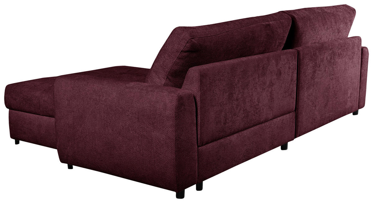 ECKSOFA in Struktur Bordeaux  - Bordeaux/Schwarz, Design, Textil/Metall (265/162cm) - MID.YOU