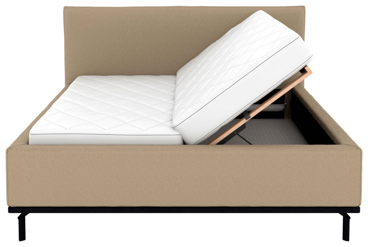 POLSTERBETT Matratze, Lattenrost, Bettkasten 180/200 cm  in Beige  - Beige/Graphitfarben, Design, Holz/Textil (180/200cm) - Musterring