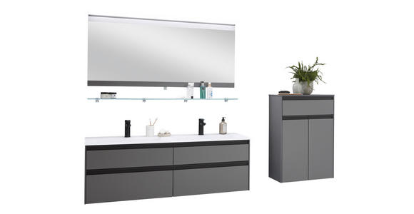 BADEZIMMER in 143,4 cm - Schwarz/Weiß, MODERN, Glas/Holzwerkstoff (143,4cm) - Novel