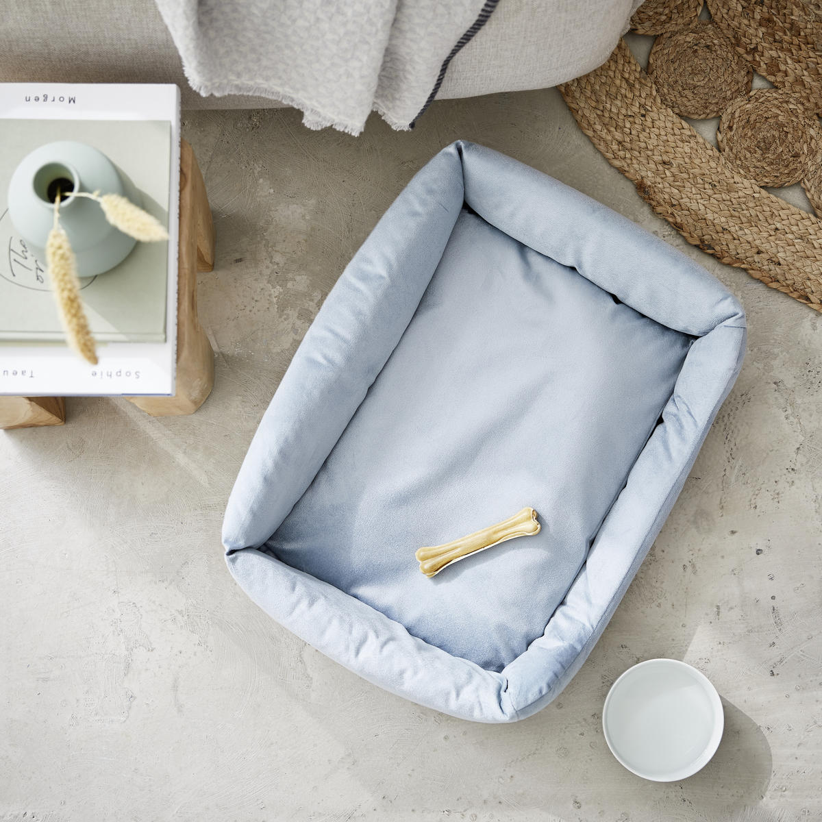 HUNDEBETT - Hellblau, KONVENTIONELL, Textil (55/40cm)