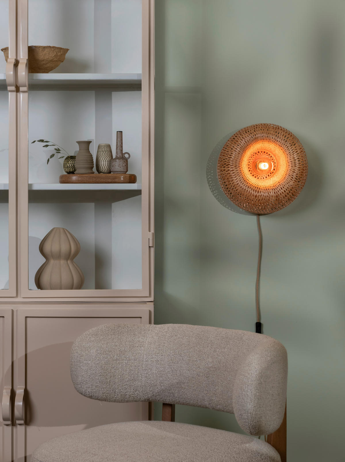 VÄGGLAMPA Good & Mojo 35/15 cm   - naturfärgad, Basics, naturmaterial (35/15cm) - Good & Mojo