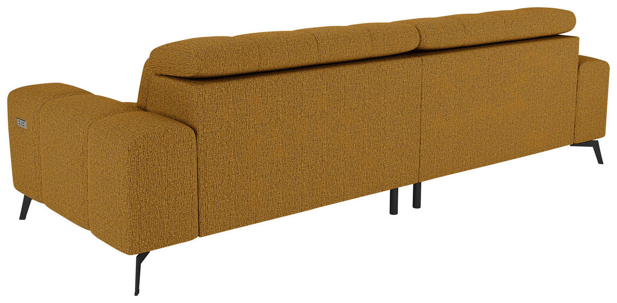 BIGSOFA Chenille Senfgelb  - Senfgelb/Schwarz, MODERN, Textil/Metall (300/112/121cm) - Xora