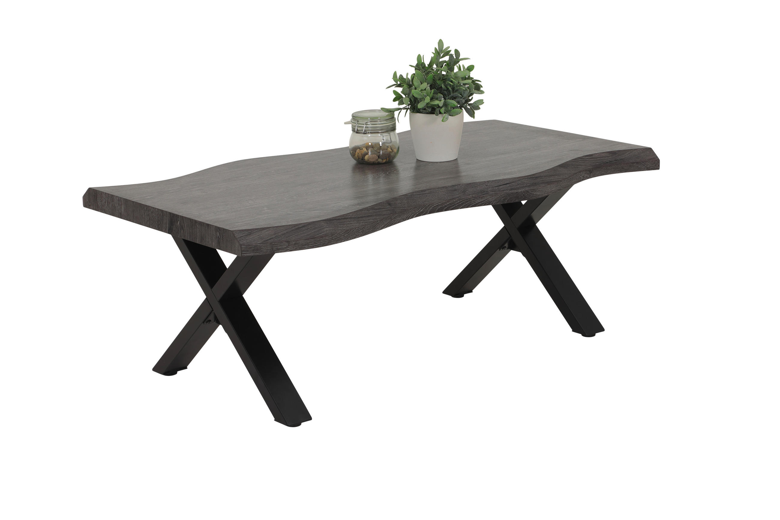 COUCHTISCH 110/60/42 cm rechteckig Grau, Schwarz  - Schwarz/Grau, Basics, Holzwerkstoff/Metall (110/60/42cm) - Boxxx