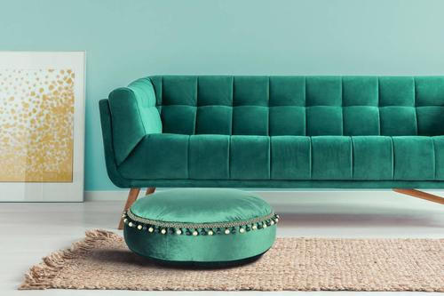 POUF Samt 65/25/65 cm  - Grün, LIFESTYLE, Textil (65/25/65cm) - Kayoom