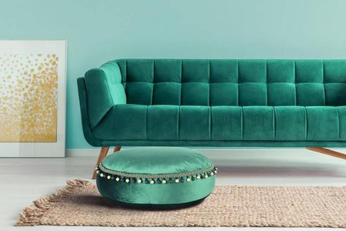 POUF Samt 65/25/65 cm  - Grün, LIFESTYLE, Textil (65/25/65cm) - Kayoom
