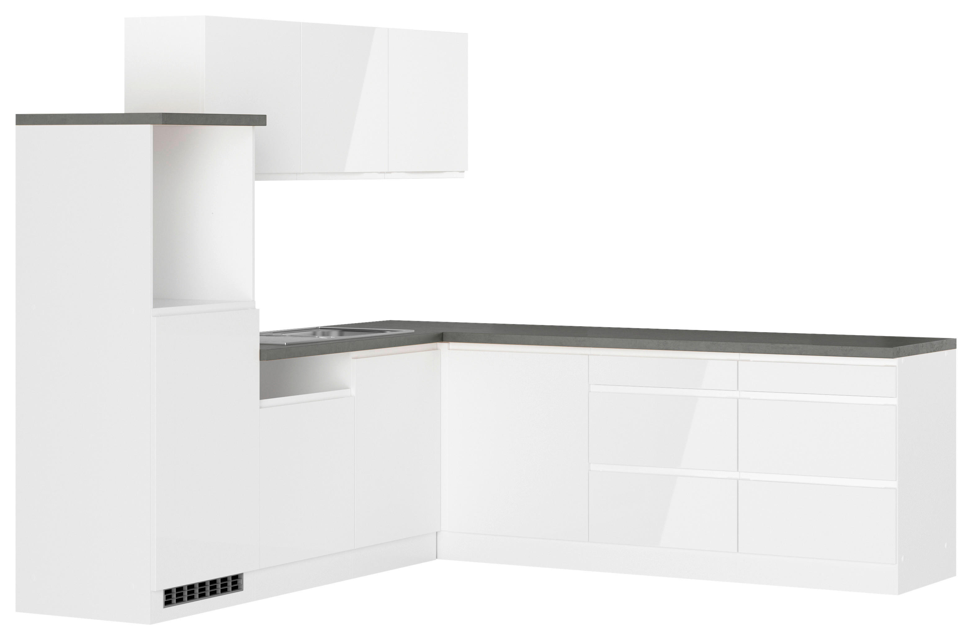 ECKKÜCHE 240/240 cm  in Grau, Weiß, Weiß Hochglanz  - Weiß Hochglanz/Weiß, LIFESTYLE, Holzwerkstoff (240/240cm) - Held