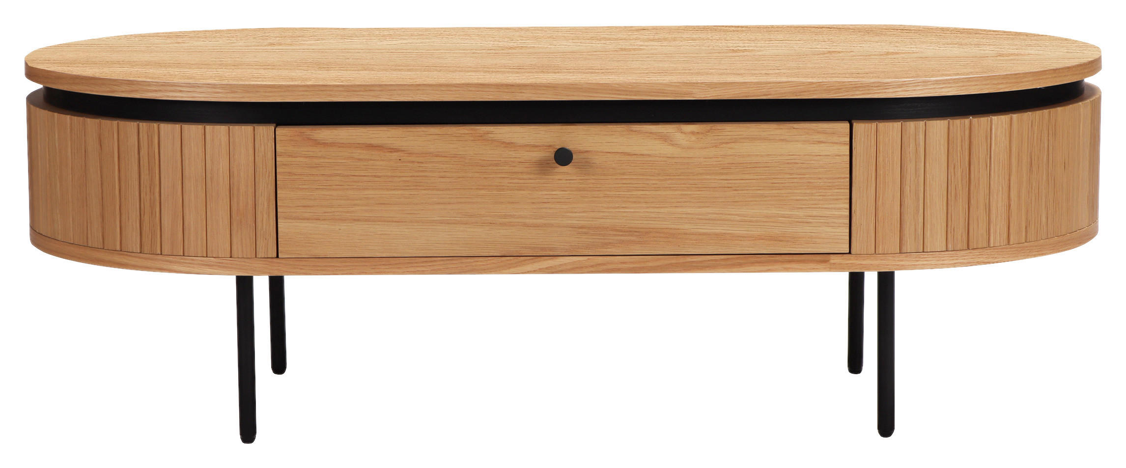 COUCHTISCH Eiche furniert, massiv 120/60/40 cm oval Schwarz, Eichefarben  - Eichefarben/Schwarz, Design, Holz/Holzwerkstoff (120/60/40cm) - Boxxx