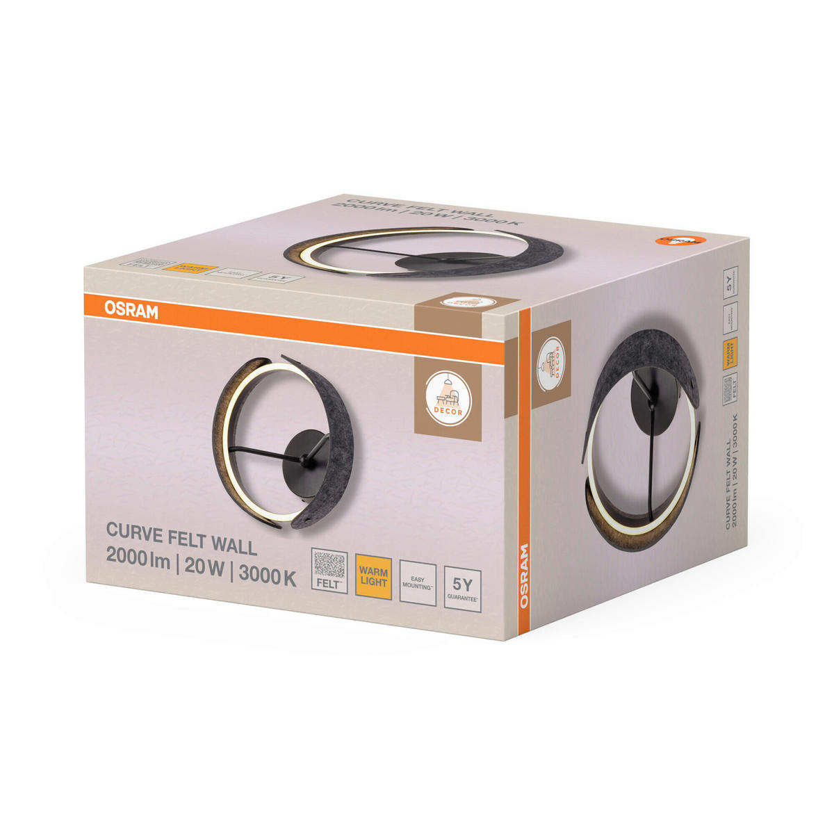 LED-WANDLEUCHTE 27,5/18,5 cm   - Dunkelgrau, Basics, Kunststoff/Textil (27,5/18,5cm) - Osram