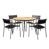 GARTENTISCHGRUPPE   - Anthrazit/Schwarz, Natur, Holz/Kunststoff - Gardenson