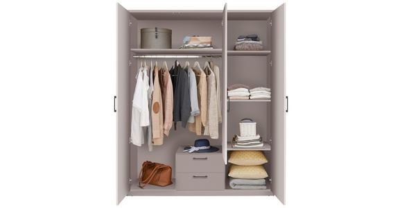 DREHTÜRENSCHRANK  in Kaschmir  - Kaschmir/Schwarz, Basics, Holzwerkstoff/Metall (157/194/54cm) - Xora