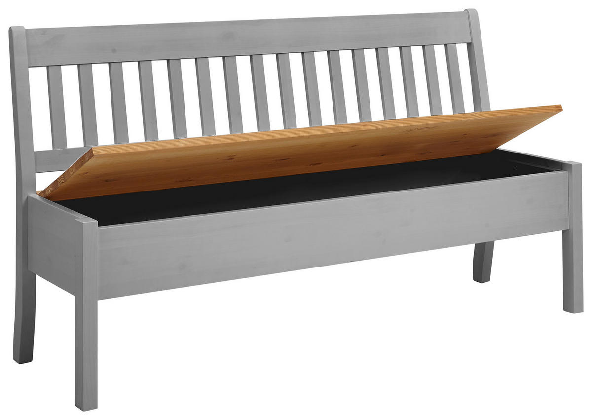 SITZBANK 169/93/58 cm Grau, Laugenfarbig Kiefer massiv  - Laugenfarbig/Grau, ROMANTIK / LANDHAUS, Holz (169/93/58cm) - Boxxx