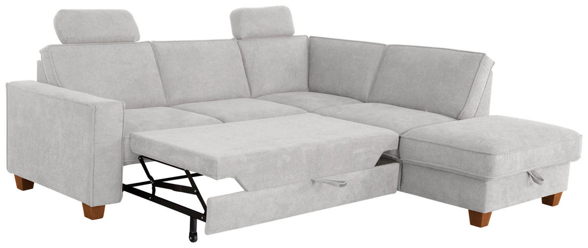 ECKSOFA in Flachgewebe Silberfarben  - Eichefarben/Silberfarben, Konventionell, Holz/Textil (236/213cm) - Sit & More
