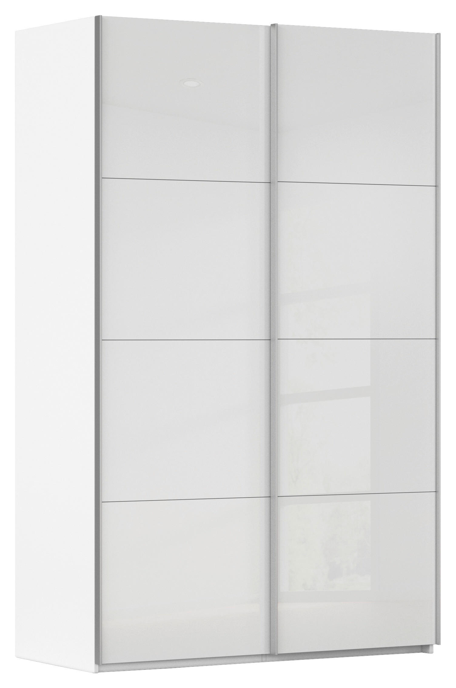 SCHWEBETÜRENSCHRANK 137/223/68 cm 2-türig Weiß  - Alufarben/Weiß, Design, Glas/Holzwerkstoff (137/223/68cm) - Xora