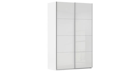SCHWEBETÜRENSCHRANK 137/223/68 cm 2-türig Weiß  - Alufarben/Weiß, Design, Glas/Holzwerkstoff (137/223/68cm) - Xora