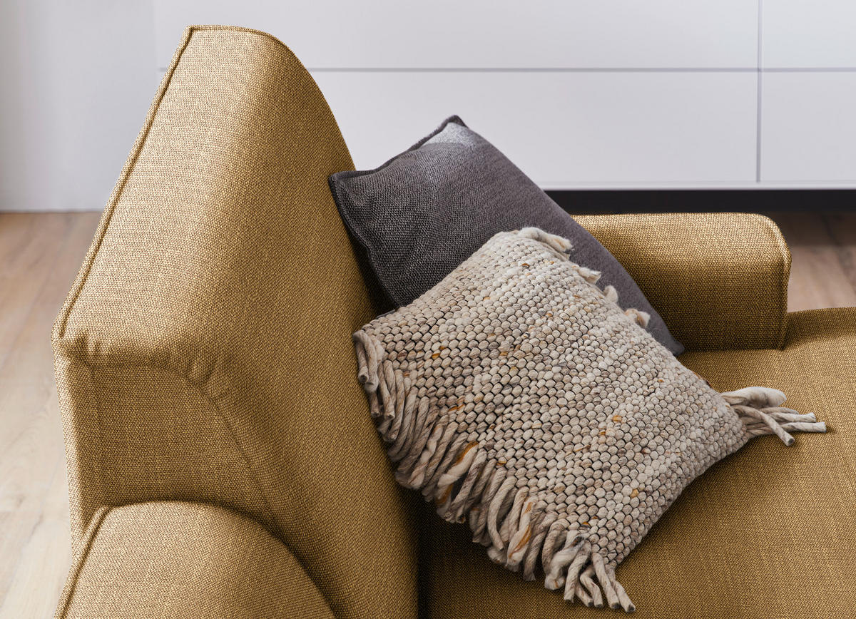 ECKSOFA in Flachgewebe Senfgelb  - Senfgelb/Schwarz, Design, Textil/Metall (285/190cm) - Johann Jakob
