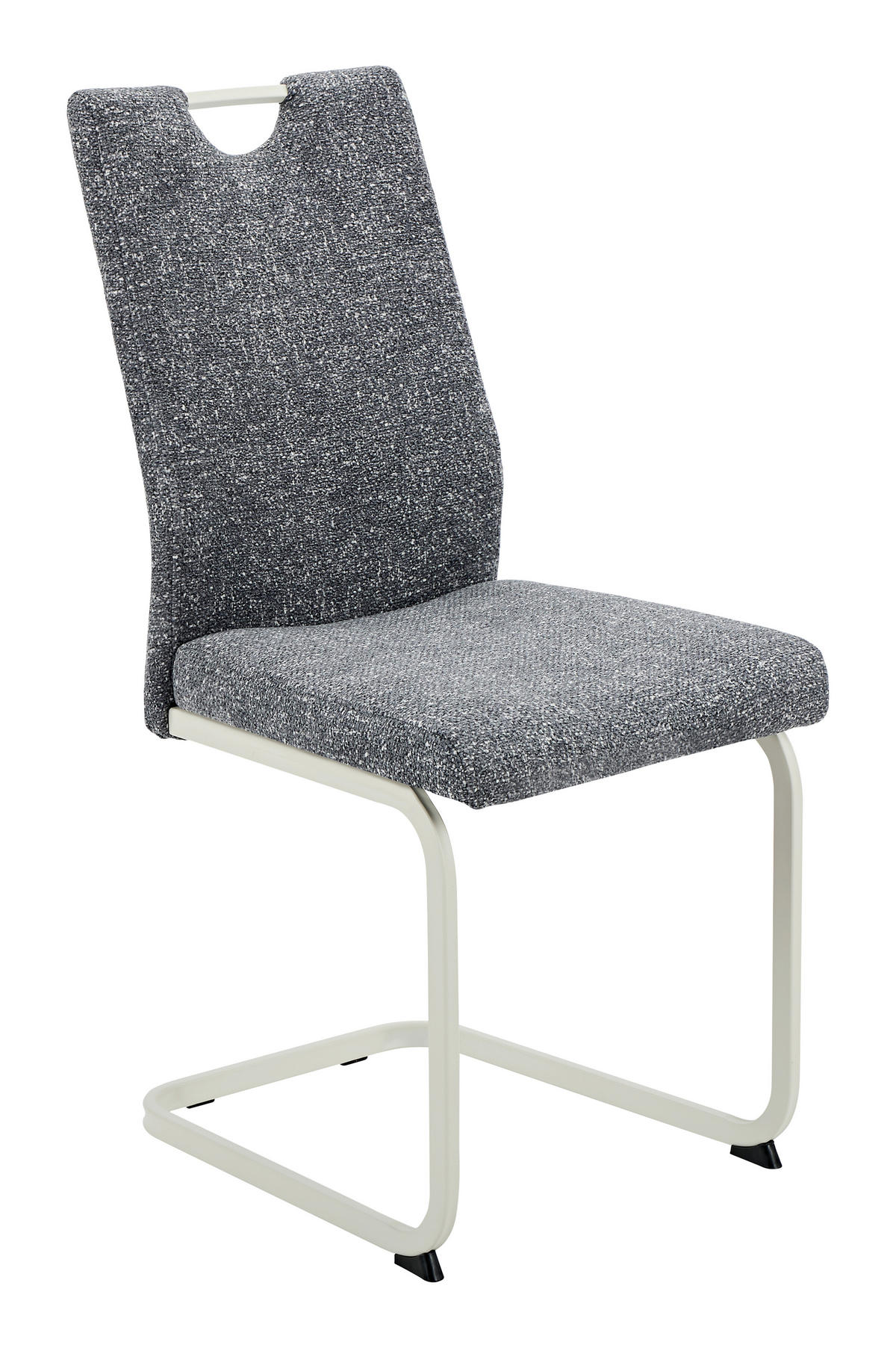 SCHWINGSTUHL-SET 4 Stück  in Stahl Webstoff, Mikrofaser  - Dunkelgrau/Creme, MODERN, Textil/Metall (45/98/59cm) - MID.YOU