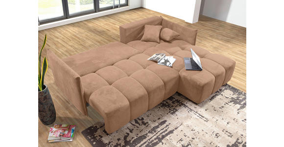 ECKSOFA Rosa Plüsch Zierkissen, Rückenkissen, Bettkasten, Schlaffunktion, Rücken echt, Liegefläche im Originalstoff  - Schwarz/Rosa, KONVENTIONELL, Kunststoff/Textil (253/192cm) - Carryhome
