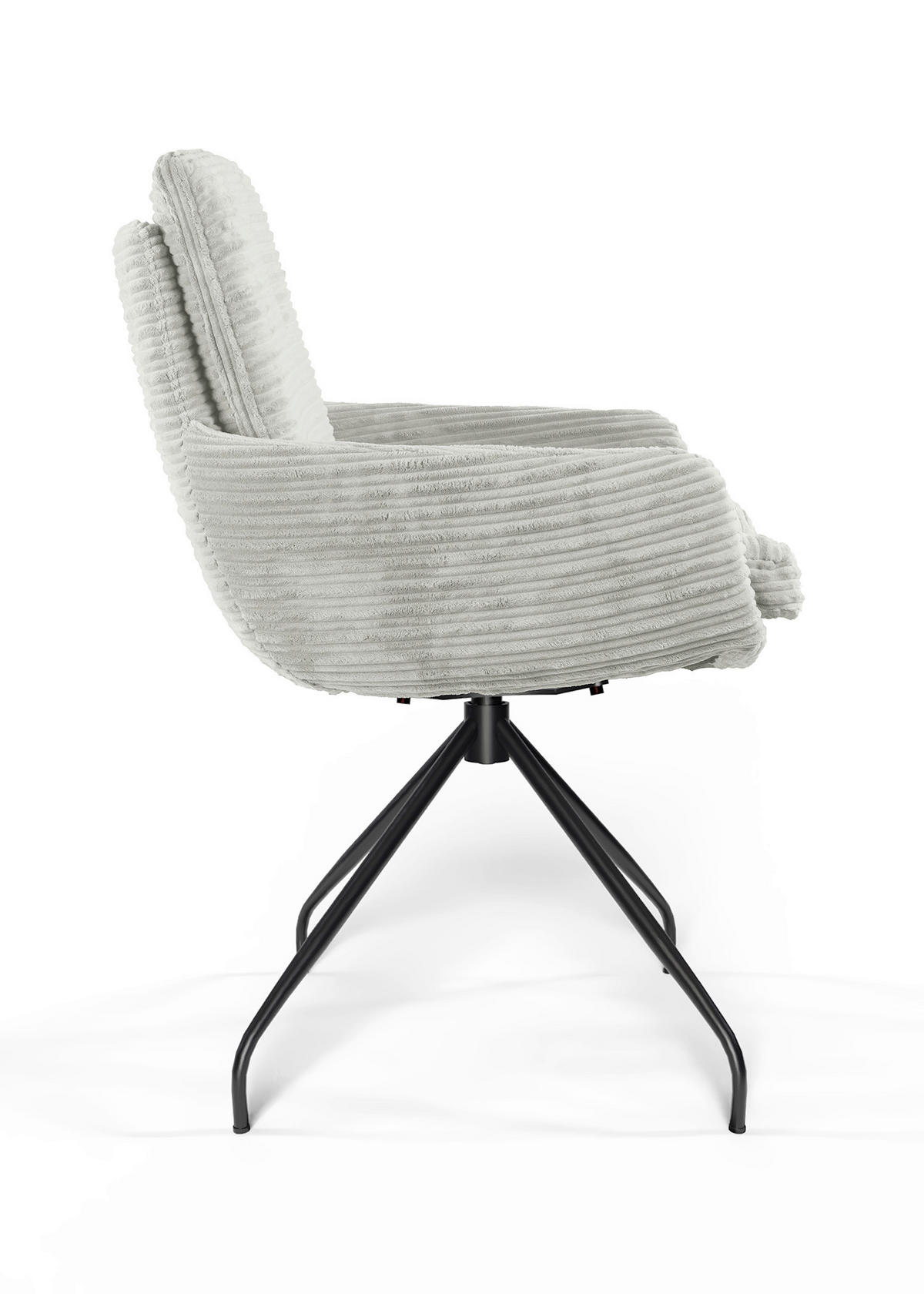 ARMLEHNSTUHL  Beinauswahl, Sitzfläche 360° drehbar, automatische Rückholfunktion, Stoff-/Lederauswahl gerippt  Naturfarben  - Schwarz/Naturfarben, Design, Textil/Metall (60/91/62cm) - Valdera