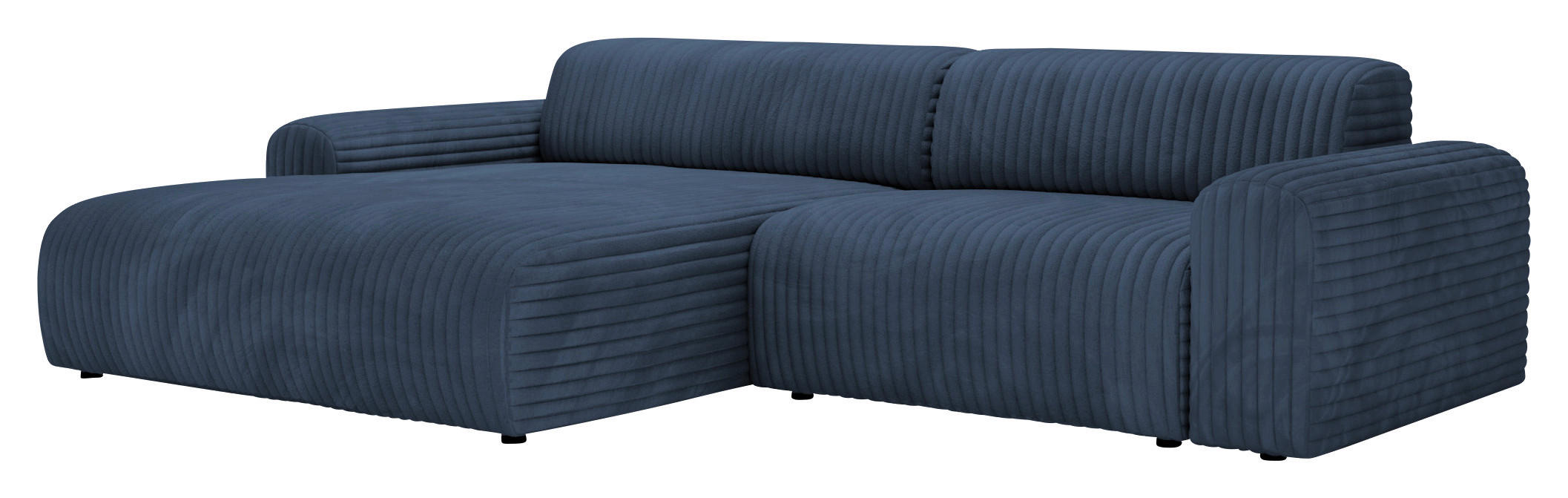ECKSOFA in Cord Dunkelblau  - Schwarz/Dunkelblau, Design, Kunststoff/Textil (178/292cm) - Livetastic