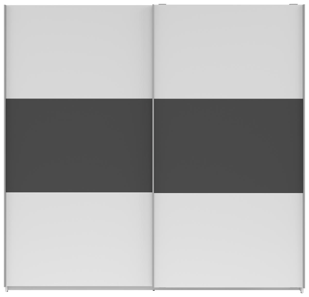 SCHWEBETÜRENSCHRANK 218/210/59 cm 2-türig Graphitfarben, Weiß  - Silberfarben/Graphitfarben, KONVENTIONELL, Holzwerkstoff/Metall (218/210/59cm) - MID.YOU