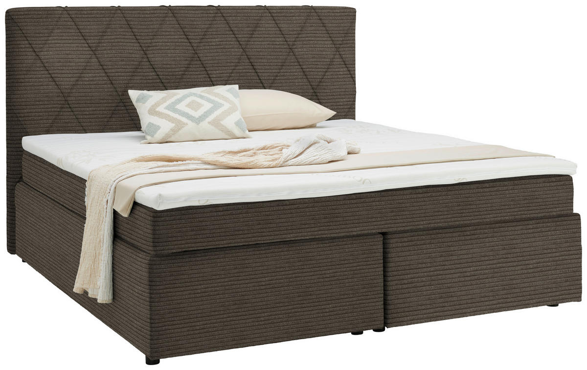 BOXSPRINGBETT 180/200 cm  in Braun  - Schwarz/Braun, Design, Kunststoff/Textil (180/200cm) - Xora