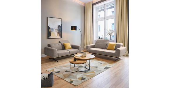 3-SITZER-SOFA Struktur Cappuccino - Schwarz/Cappuccino, Design, Textil/Metall (205/76-97/102cm) - Novel
