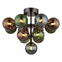 DECKENLEUCHTE  43/56 cm    - Petrol/Schwarzchrom, Design, Glas/Metall (43/56cm) - Globo