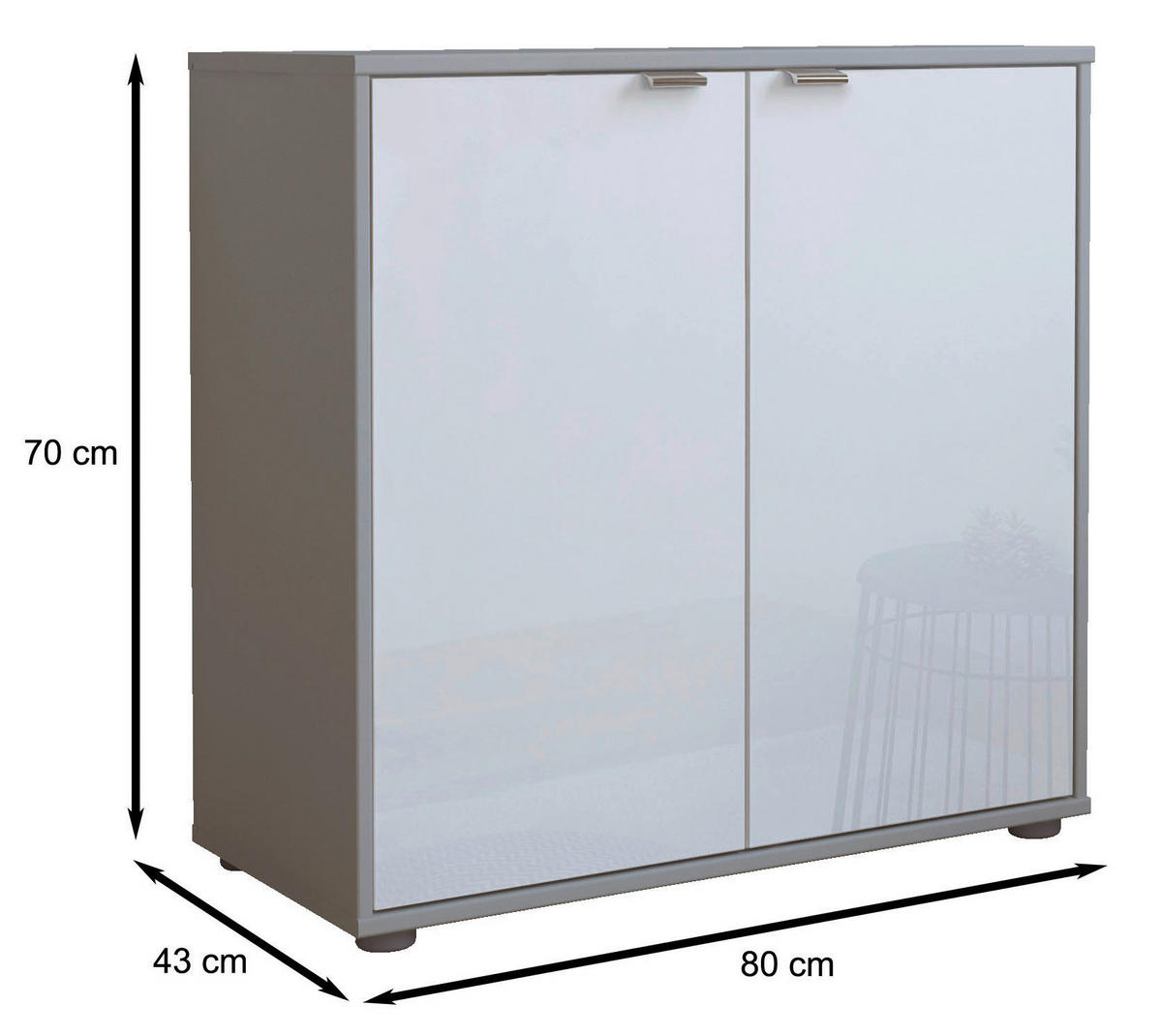 KOMMODE  in 80/70/43 cm  - Chromfarben/Schwarz, KONVENTIONELL, Glas/Holzwerkstoff (80/70/43cm) - Dieter Knoll