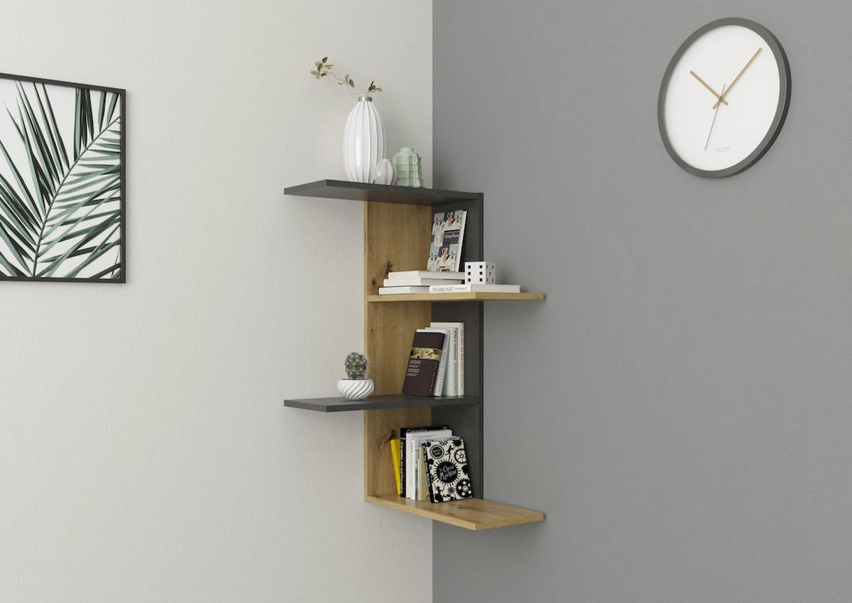 ECKREGAL - Eiche Artisan/Grau, KONVENTIONELL, Holzwerkstoff (45/78/45cm) - MID.YOU
