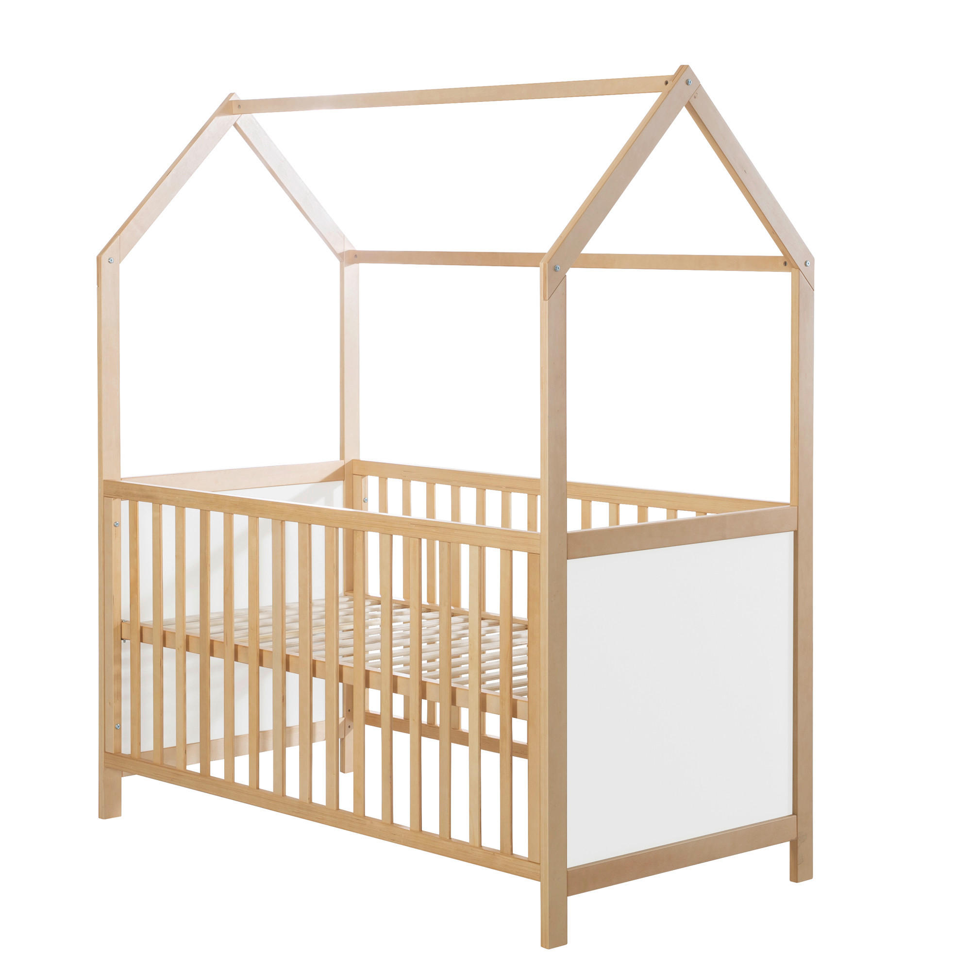 HAUSBETT  - Naturfarben/Weiß, Basics, Holz/Holzwerkstoff (75/162,5/143,5cm) - Roba
