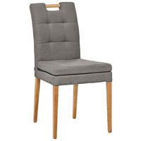 STUHL Webstoff Taupe, Eichefarben Eiche massiv  - Taupe/Eichefarben, KONVENTIONELL, Holz/Textil (47/91,5/59cm) - Celina Home