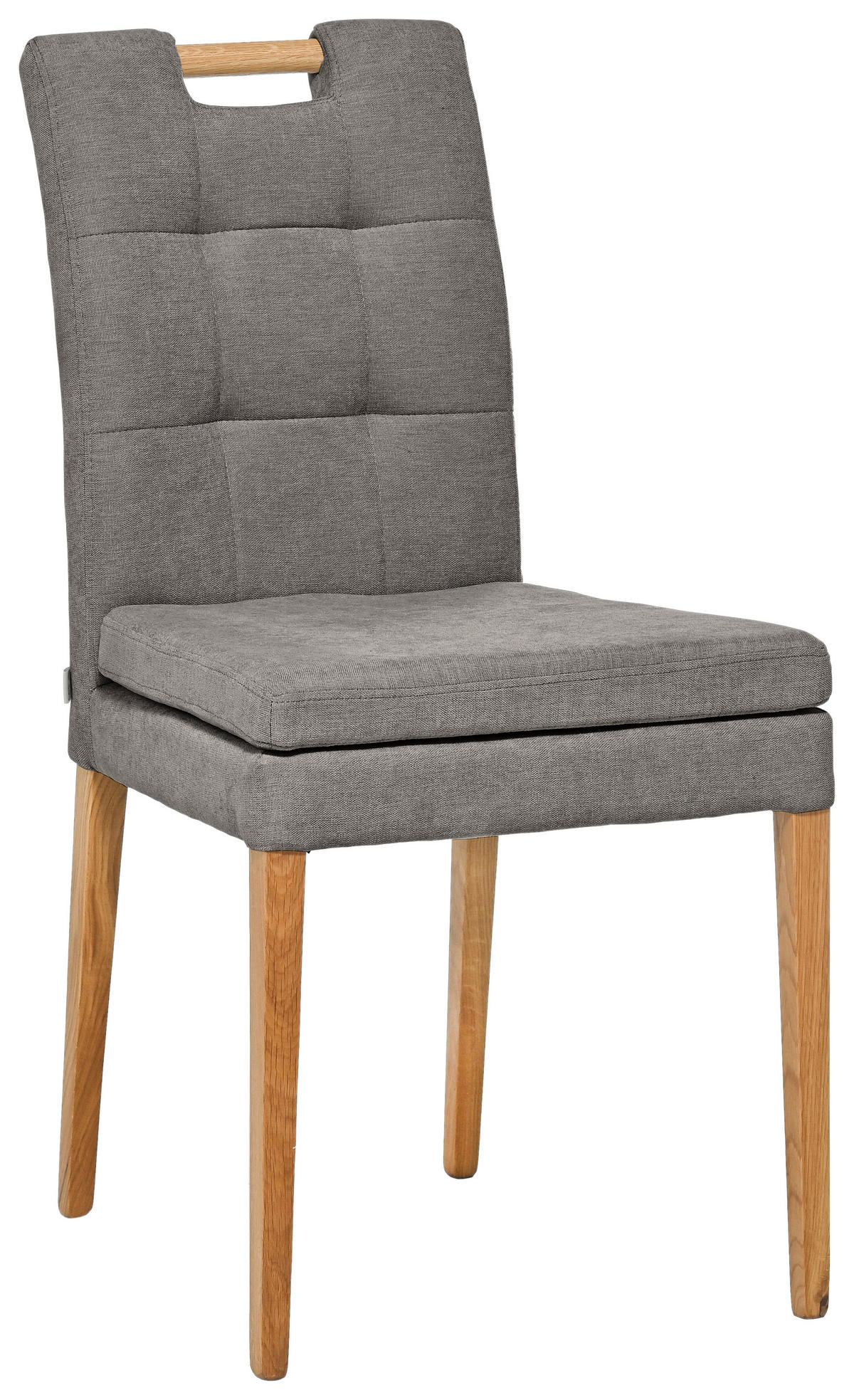 STUHL Webstoff Taupe, Eichefarben Eiche massiv  - Taupe/Eichefarben, KONVENTIONELL, Holz/Textil (47/91,5/59cm) - Celina Home