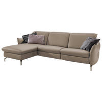 ECKSOFA in Lederlook (vegan) Hellgrau  - Hellgrau/Nickelfarben, Modern, Textil/Metall (179/233cm) - Livetastic