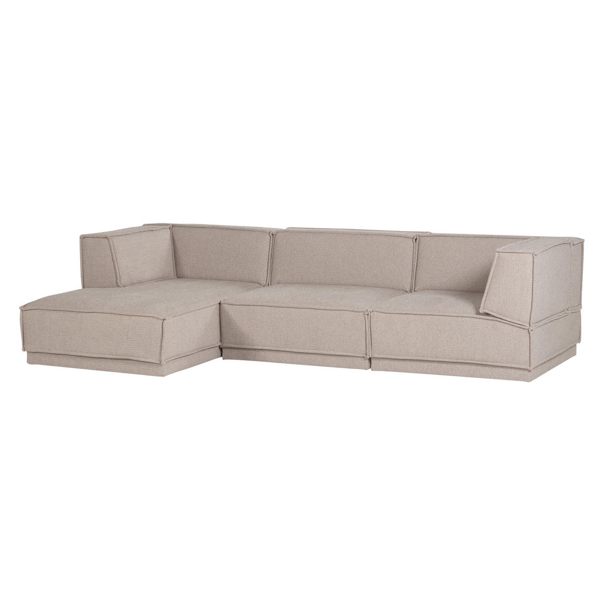 ECKSOFA Manu in Chenille Naturfarben  160/286 cm  - Schwarz/Naturfarben, MODERN, Kunststoff/Textil (160/286cm) - Livetastic