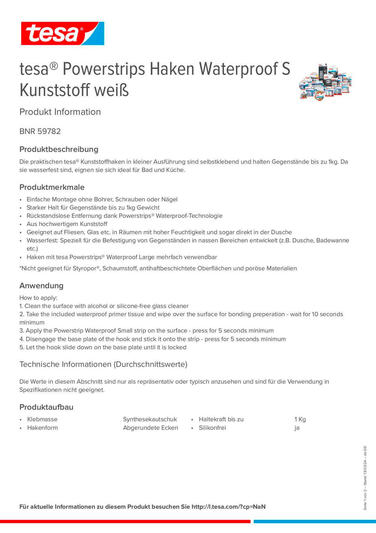 KLEBEHAKEN 3 Stück  in Weiß  - Weiß, Basics, Kunststoff (2,6/12/14cm) - Tesa