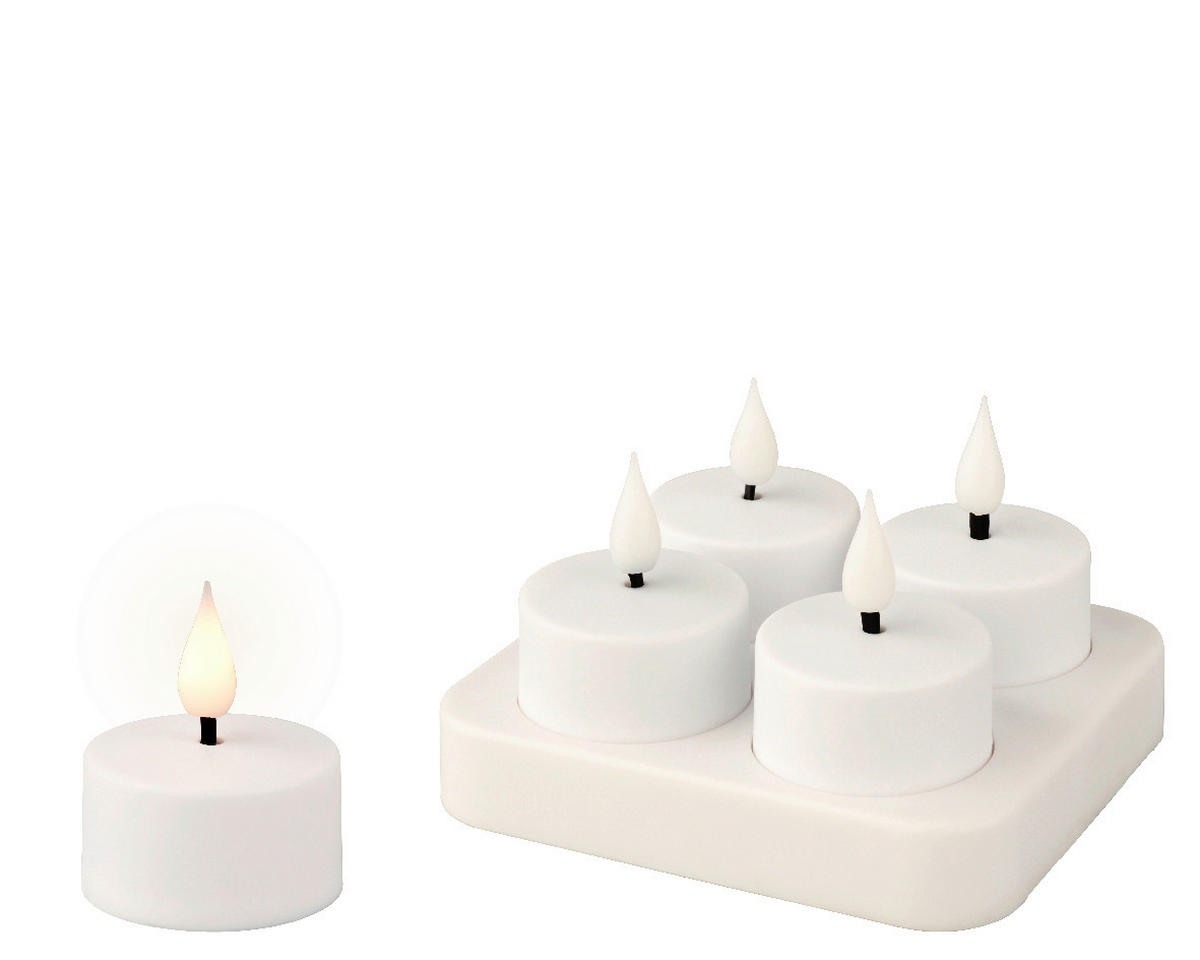 SADA ČAJOVÝCH LED SVÍČEK 4 ks - biela, Basics, plast (4/4,5cm) - Ambia Home