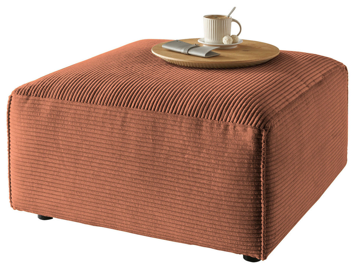 HOCKER Cord Rostfarben  - Rostfarben/Schwarz, Design, Kunststoff/Textil (80/42/80cm) - Pure Home Lifestyle