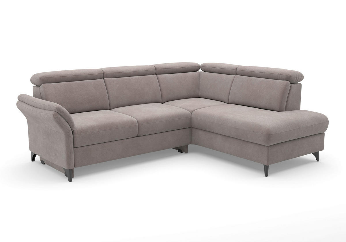 ECKSOFA Flachgewebe Taupe  - Taupe/Schwarz, Konventionell, Textil/Metall (247/193cm) - Sit & More