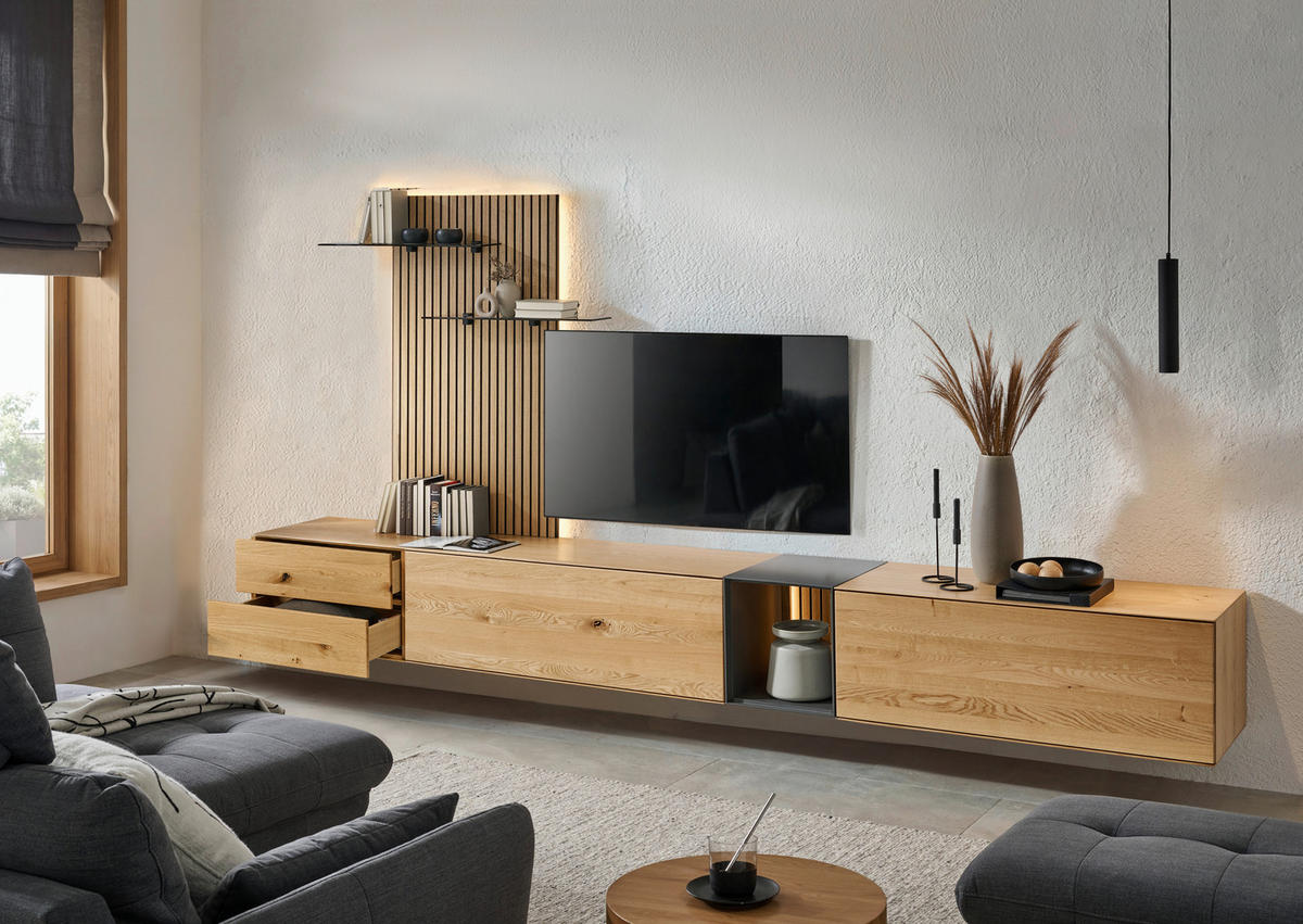 WANDPANEEL Eichefarben  80(130)/160/28 cm  - Eichefarben, Design, Glas/Holz (80(130)/160/28cm) - Dieter Knoll