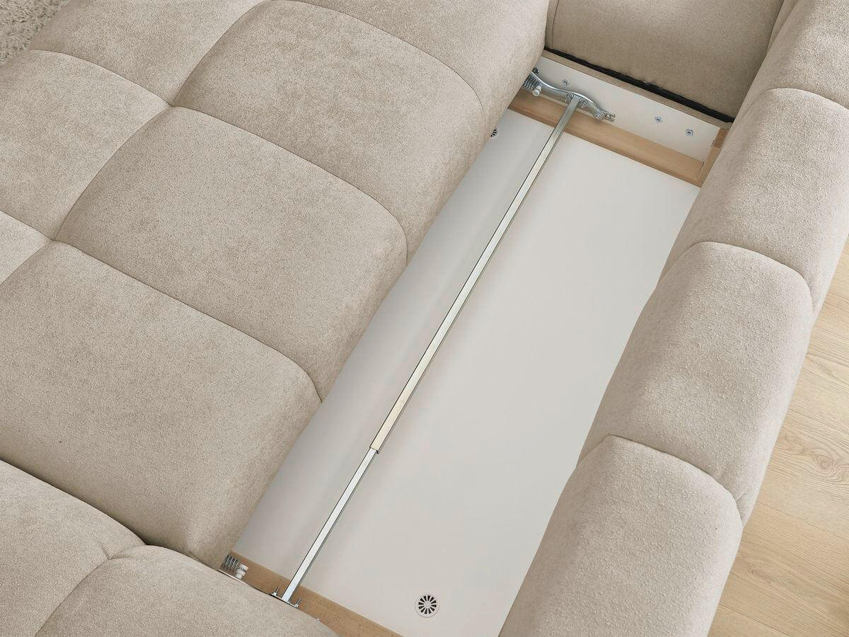 ECKSCHLAFSOFA EVEREST  mit Rücken echt, Armteil links, Armteil rechts Struktur Taupe  - Taupe/Schwarz, MODERN, Kunststoff/Textil (180/318cm) - Livetastic