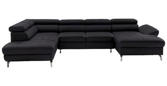 WOHNLANDSCHAFT in Echtleder Dunkelbraun - Dunkelbraun/Silberfarben, Design, Leder/Metall (220/340/170cm) - Novel