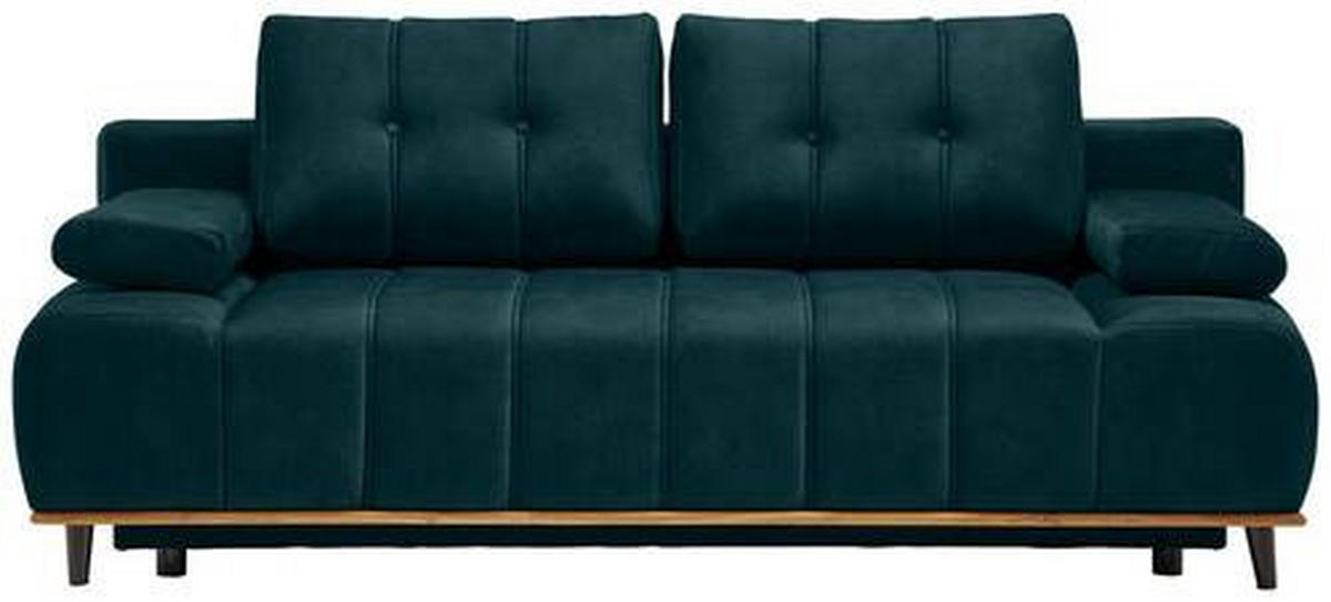 SCHLAFSOFA in Webstoff Petrol  - Petrol/Schwarz, Design, Holz/Textil (206/77-87/102cm) - Novel