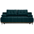 SCHLAFSOFA in Webstoff Petrol  - Petrol/Schwarz, Design, Holz/Textil (206/77-87/102cm) - Novel